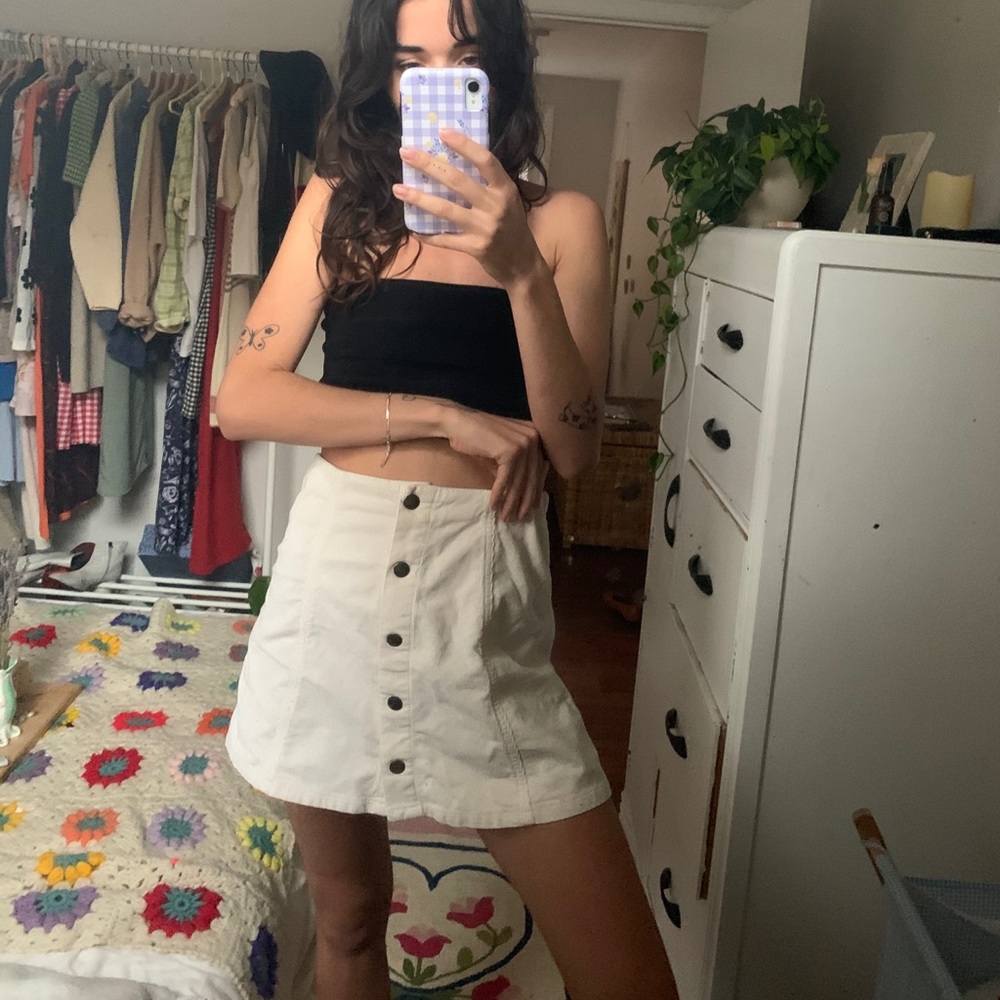 top shop corduroy button-up skirt
